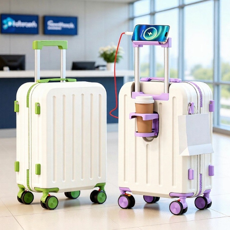 New High-Looks Contrast Color Luggage Women Small Leather Suitcase Multifunctional Fresh Style Travel Trolley Case Men Student Combination Lock Suitcase