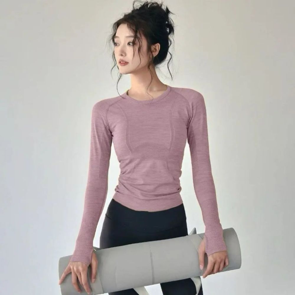 Yoga-Sportshirt Damen Langarm Schnelltrocknend Outdoor