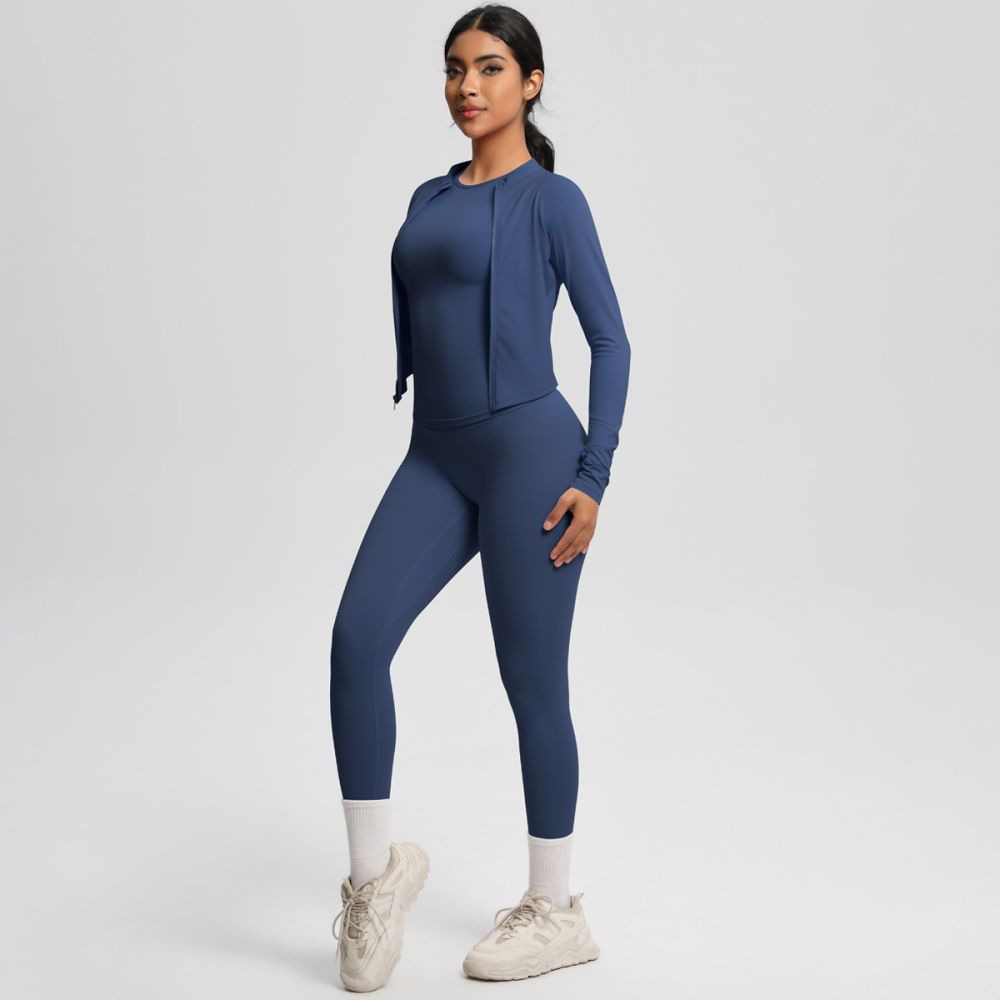 Yeni bulut algınlığı açık hava sporları sıkı yoga giyim seti, çıplak spor giyim, yüksek belli zayıflama yoga giyim üç parçalı set