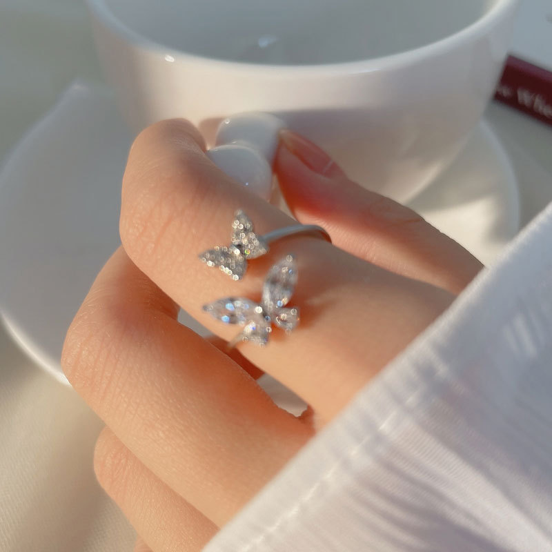 Butterfly ring for women, minimalist style, stackable