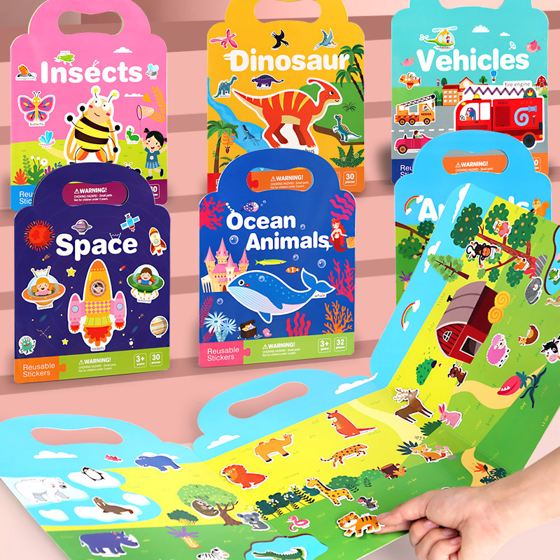 Jelly Bubble Sticker Book Children's Enlightenment Early Education Learning Handbag Puzzle 2-Year-Old Baby Toy Kindergarten Gift