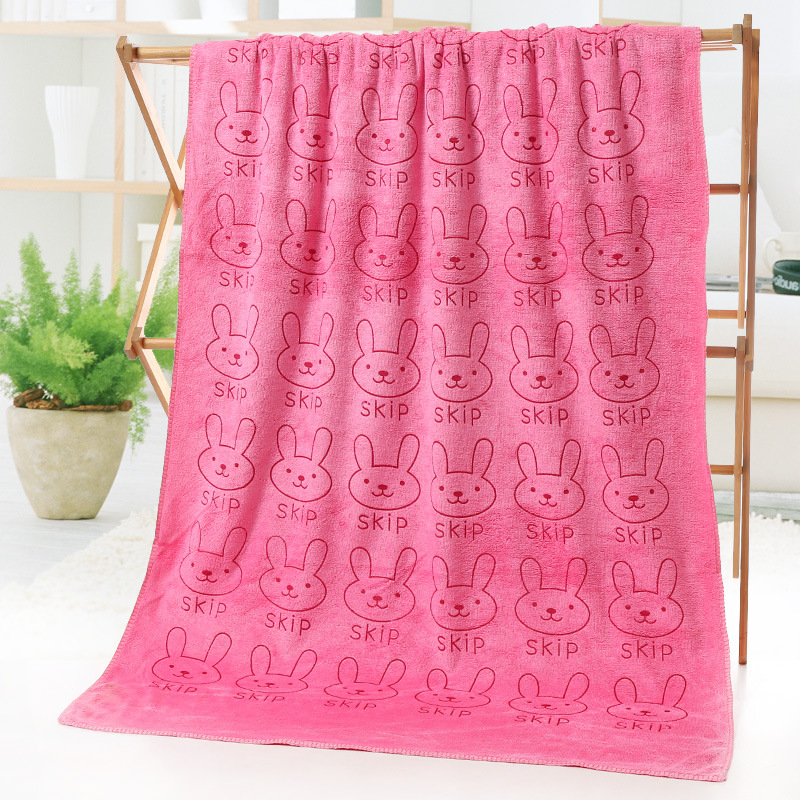 Toptan mikrofiber banyo havlusu emici çizgi film tavşan kafası baskılı plaj havlusu yetişkin dış ticaret havlusu yumuşak ve tüy bırakmayan - 7