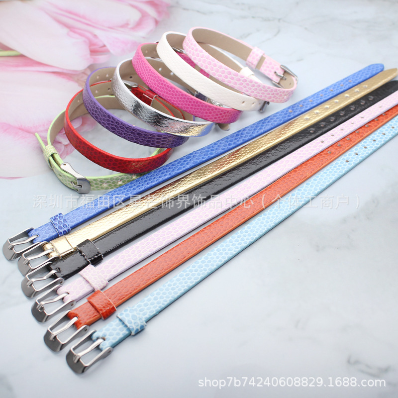 DIY 8mm PU leather wristband, slide charm compatible