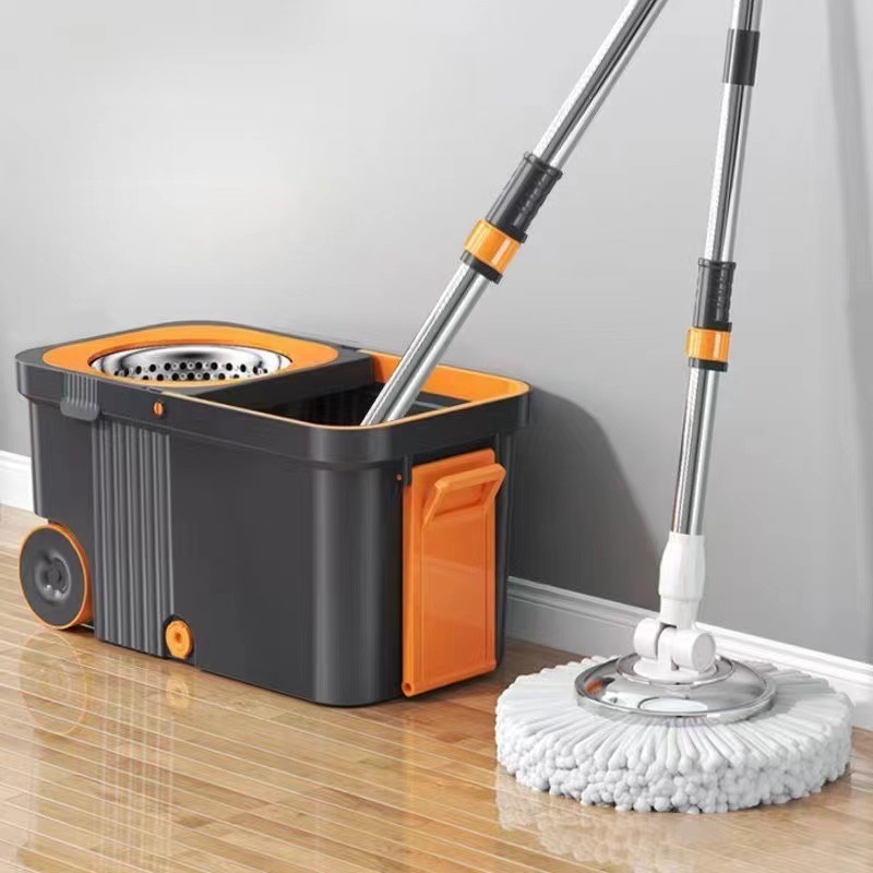 Automatic spin mop bucket with extra-large rotating mop