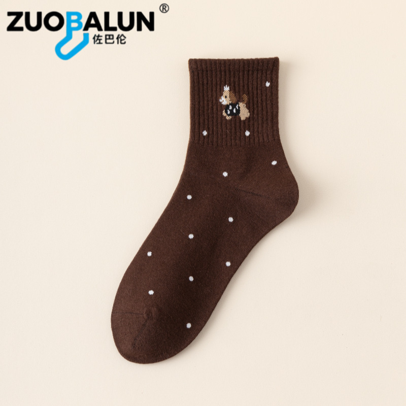 Xinjiang-Baumwollsocken für Damen, Frühlings- und Herbst-Mittellange Socken, reine Baumwolle, antibakteriell, geruchshemmend, atmungsaktiv, Sportsocken, trendige Cartoon-Baumwollsocken im Großhandel - 12