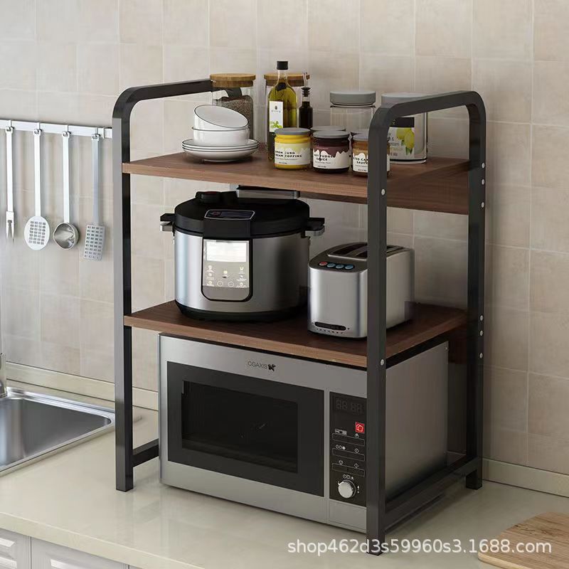 Kitchen storage rack microwave oven rack three-tier home storage rack countertop desktop oven rack spice storage rack - 1