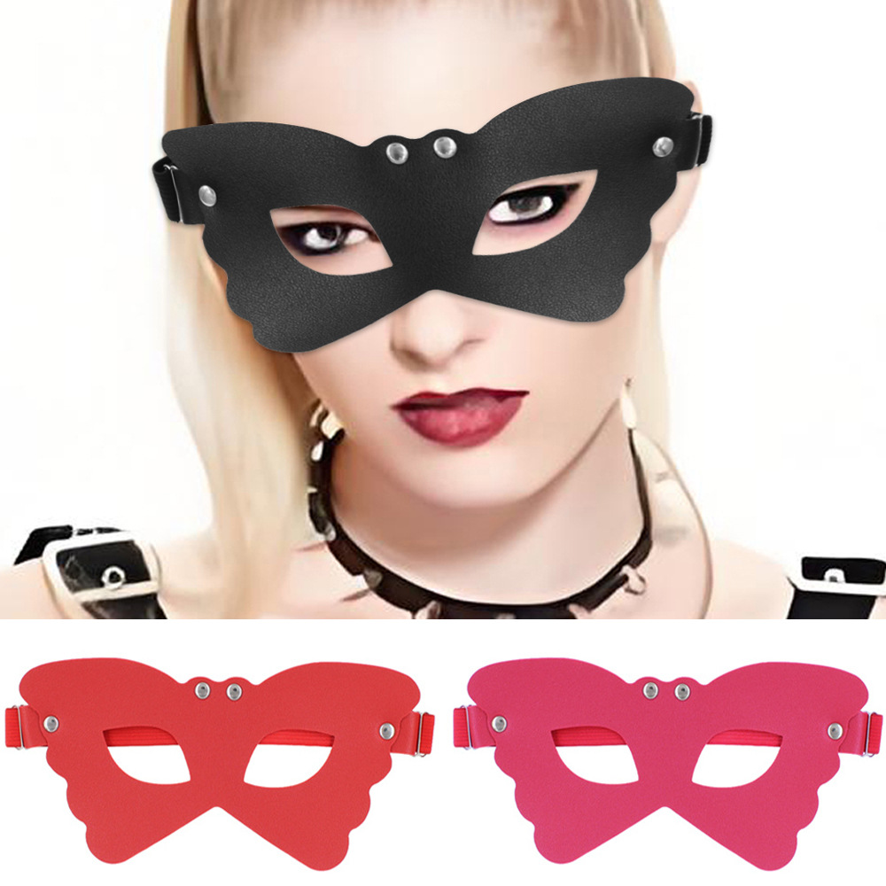 Leather Butterfly Lace Party Mask, Punk Style, Adjustable Elastic Band