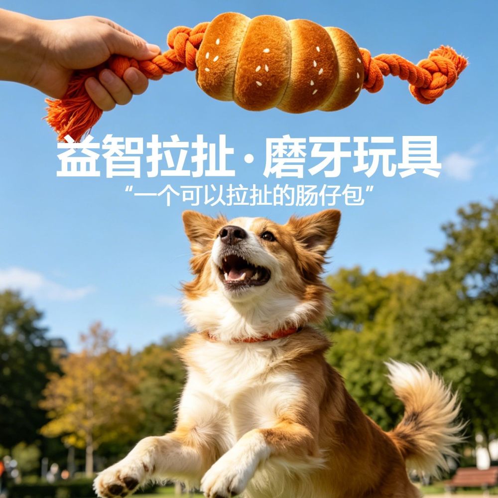 Amazon Bestseller Factory Wholesale Pet Toy Durable Chew-Resistant Squeaky Teething Interactive Dog Toy Sausage Bag