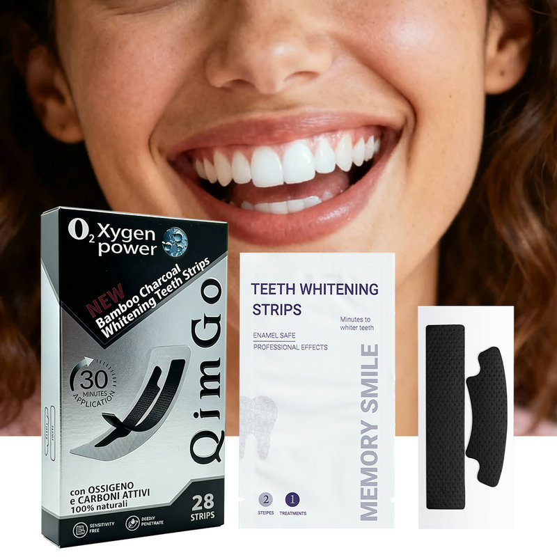 Activated Charcoal Teeth Whitening Strips, Removes Yellow Stains