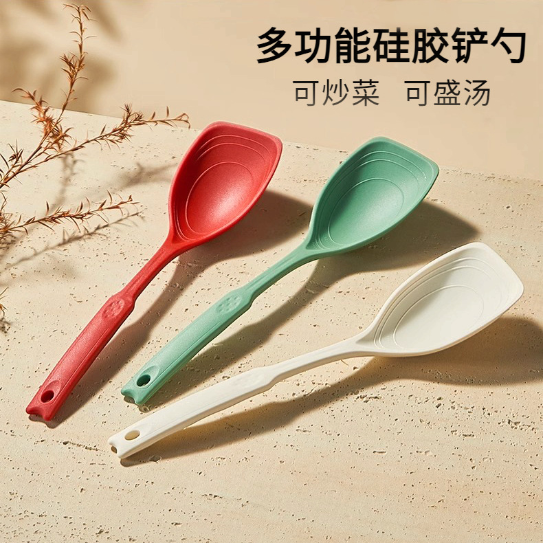 Çok fonksiyonlu silikon spatula, çorba kaşığı, mutfak günlük kullanım mutfak gıda takviyesi aracı, yapışmaz spatula, yüksek sıcaklığa dayanıklı mutfak eşyaları - 1