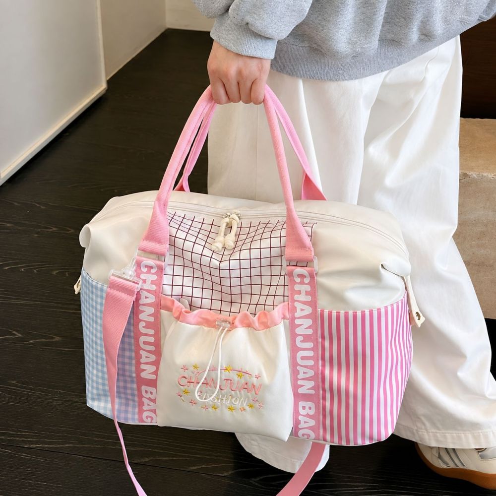 Color-block travel bag, large capacity portable