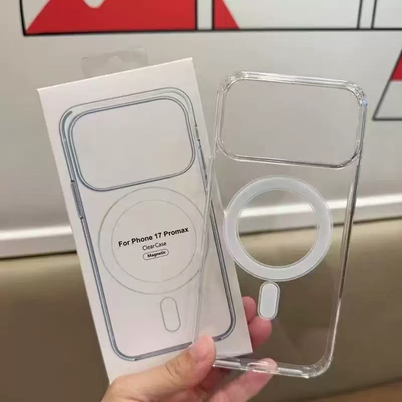 iPhone 18 Pro Max uyumlu şeffaf manyetik telefon kılıfı akrilik Apple 17 Pro sınır ötesi 15 basit 16