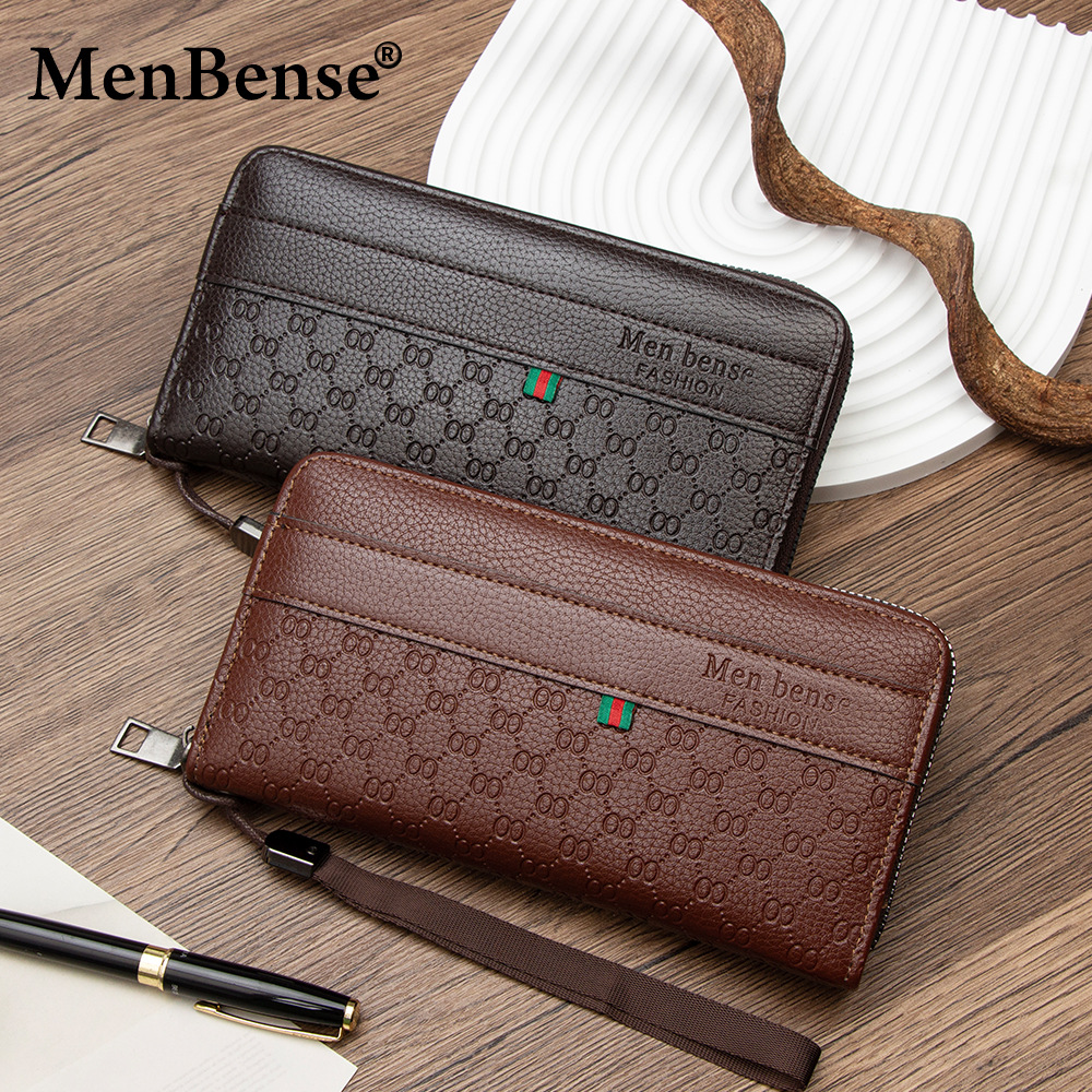 Neue Business-Herren-Langbrieftasche, großes Fassungsvermögen, geprägtes modisches Design, Clutch mit Reißverschluss, Geldbörse, multifunktionale Münzbörse