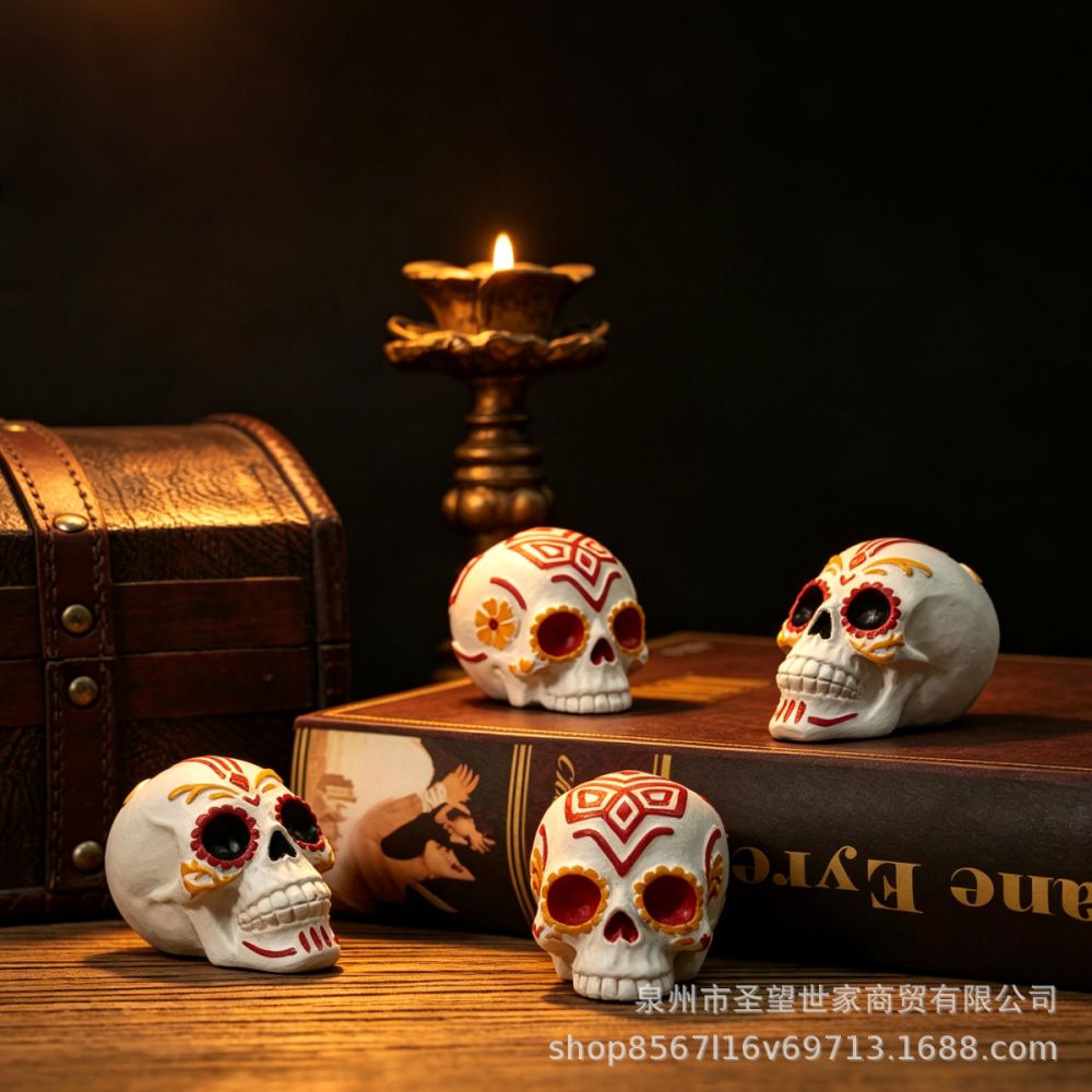 Halloween Skull Desktop Ornament, Decorative Small Figure