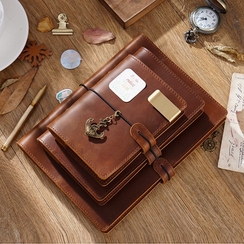 A5 Ring-Bound Leather Notebook Travel Journal Handmade Notebook A6 A7 Portable Notebook