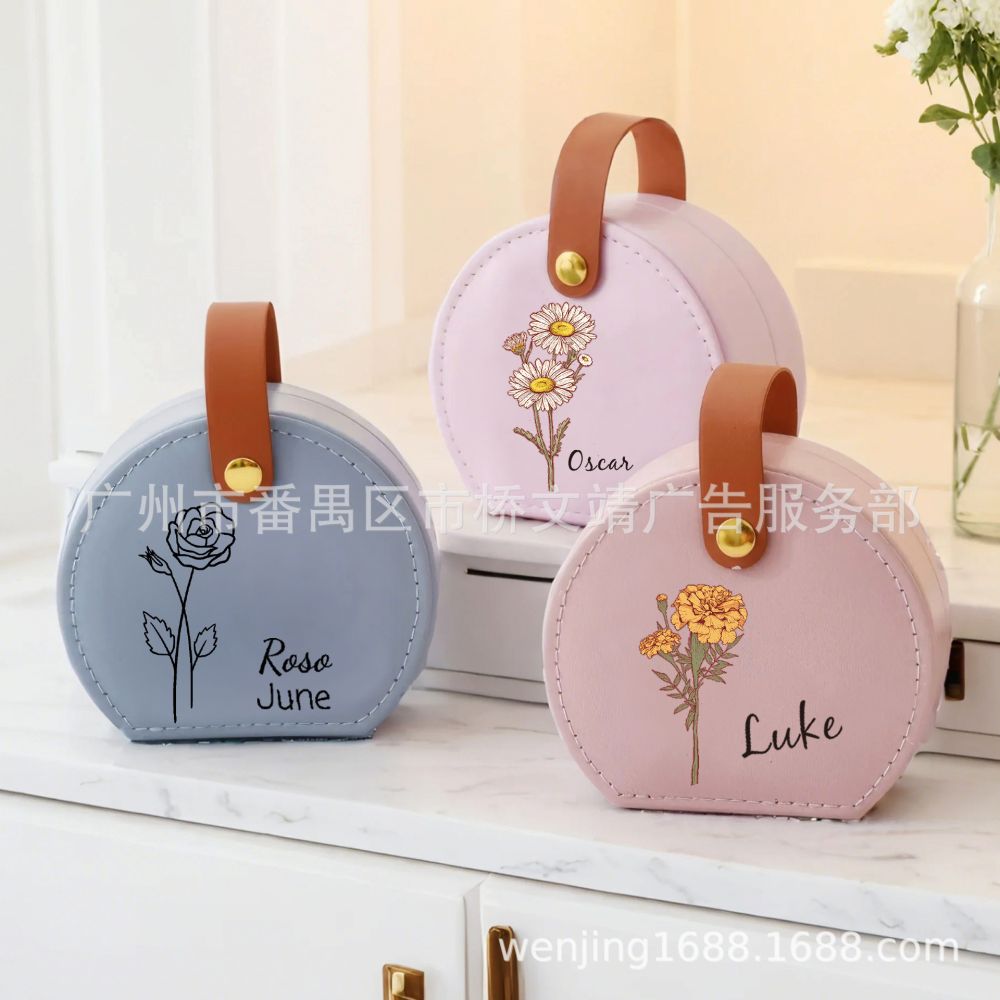 Tragbare Schmuckschatulle für Grenzüberschreitung, DIY-Handtasche, Reise-Schmuckschatulle, Aufbewahrungsbox für Ringe, Halsketten und Ohrringe - 3