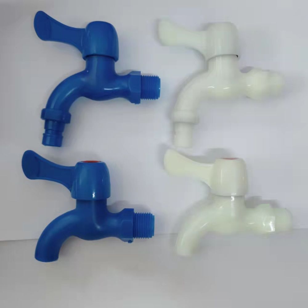 Plastic Outdoor Faucet, Ceramic Cartridge, Blue Beige