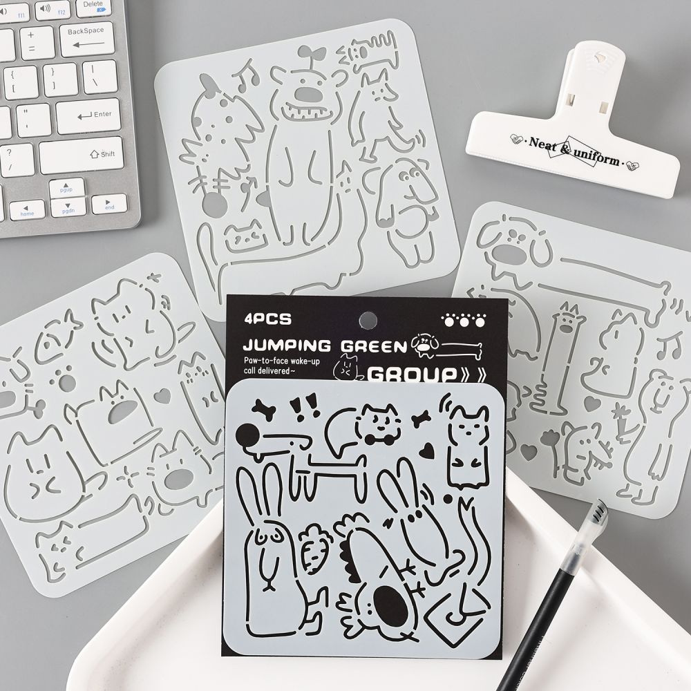 Yuezhen Sweet Pet Holiday Newspaper Template Hollow Painting Cross-border Spray Painting Oil Stick Hollow Stencil Drawing Template