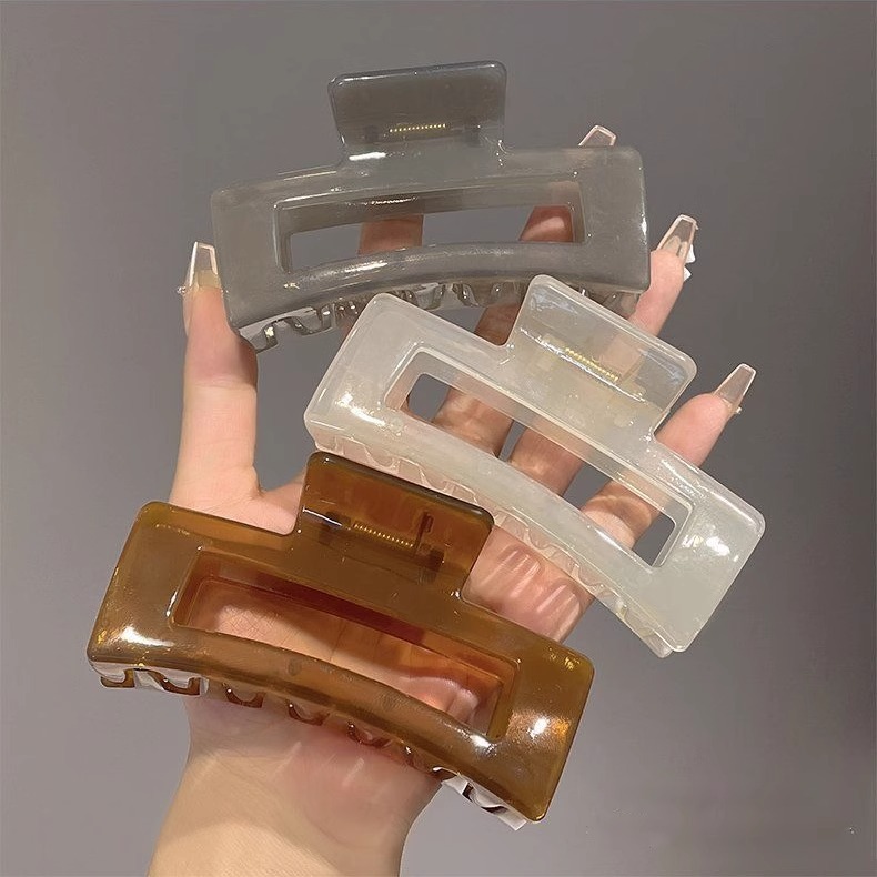 Fabrik-Großhandel hochwertige große transparente quadratische Haarklammer mit Hai-Design, langlebig, für großes Haarvolumen, zum Befestigen am Hinterkopf. - 4