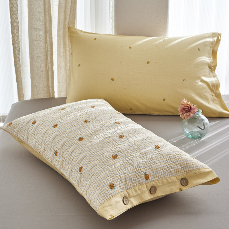 100% Cotton Button Pillow Cover, 48x74 cm, Single Size