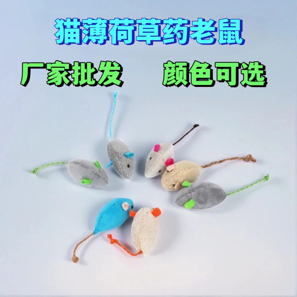 Catnip Plush Mouse Cat Toy with Molar Cleaning and Teaser Wand
