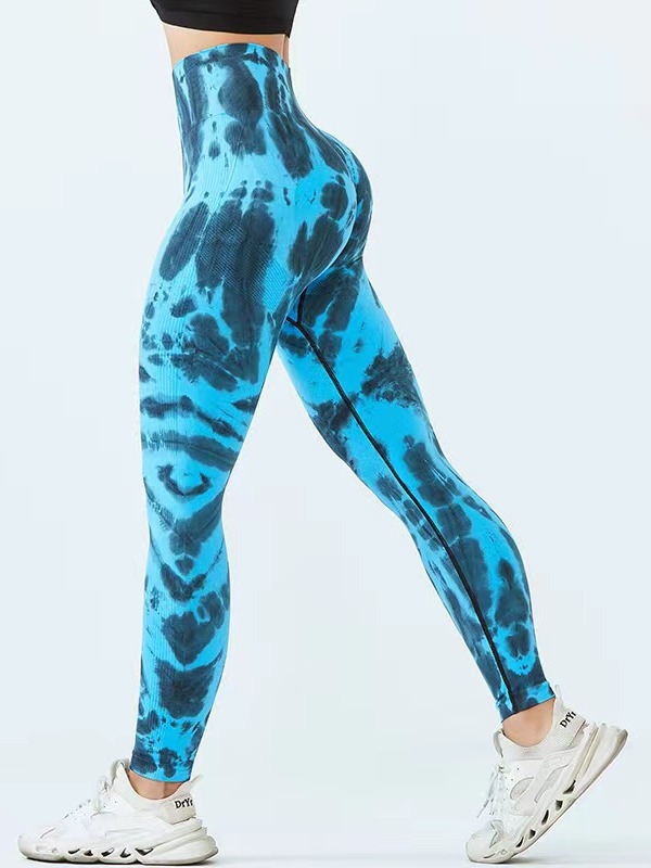 跨境扎染无缝瑜伽裤高腰提臀健身裤训练运动长裤女yoga leggings - 1