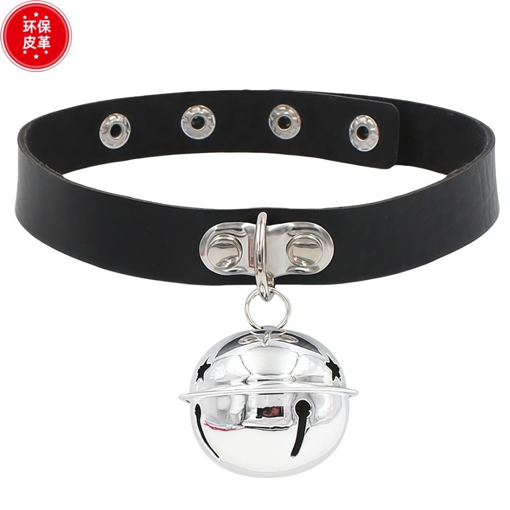 PU Leather Short Necklace, Bell Pendant Choker