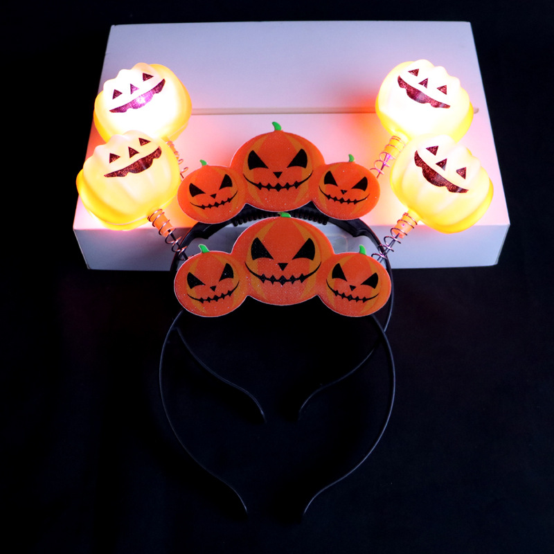 Halloween Pumpkin Ghost Headband with Glowing Skull Hair Hoop - 1
