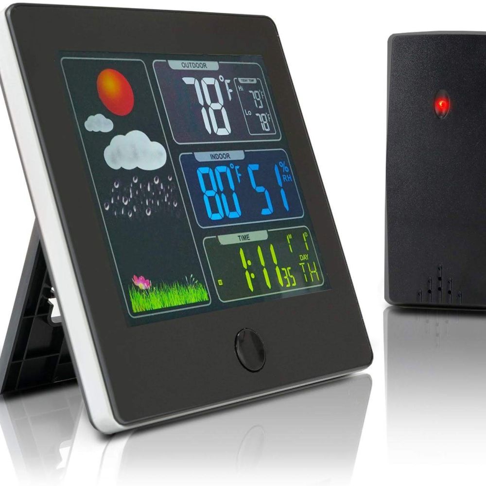 Color Screen RF Wireless Weather Clock Perpetual Calendar Weather Forecast Clock Radio-Controlled Clock Multifunction Electronic Alarm Clock