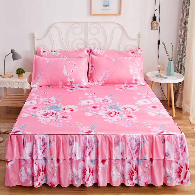 Thickened Brushed Single Bed Skirt, Three-Piece Set, Simmons Compatible