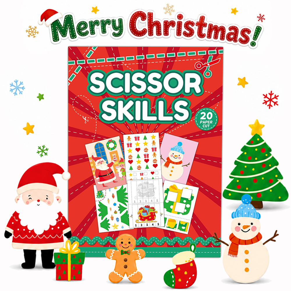 Christmas Paper Cutting Book Children DIY Craft Kit, Origami Book