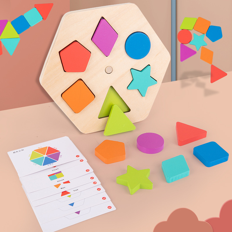 Ahşap şekil ve renk eşleştirme puzzle oyuncağı