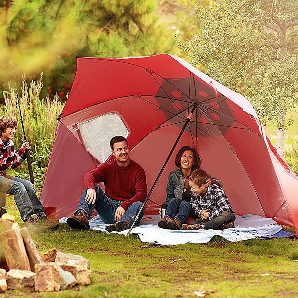 Portable Beach Tent Umbrella with Sunshade and Window, Fishing - 1