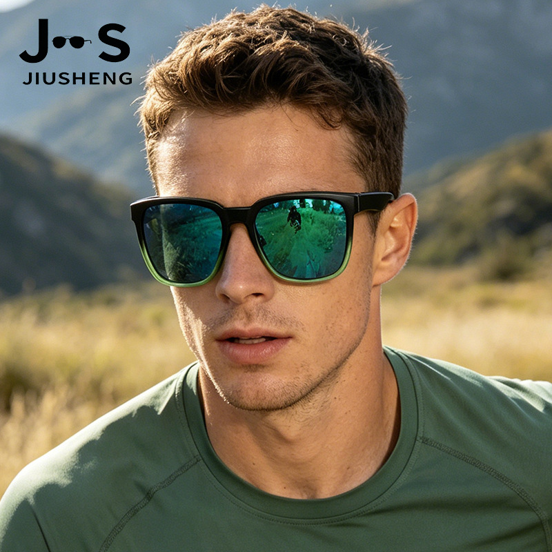 Cross-border Casual Sports Sunglasses for Men, Classic Square Frame Outdoor Sun Protection Cycling Glasses, Fashionable Polarized Sunglasses Wholesale