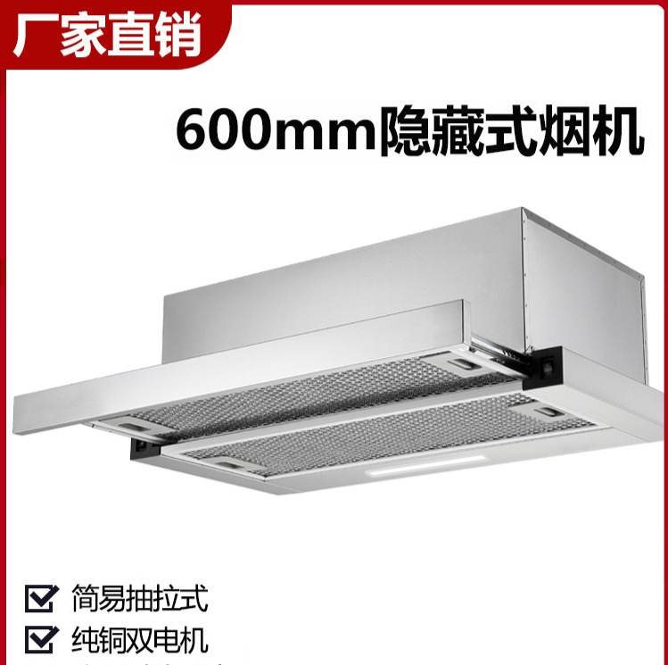 Pull-Out Range Hood 60 cm, Top Suction, Ductless Recirculation, Concealed