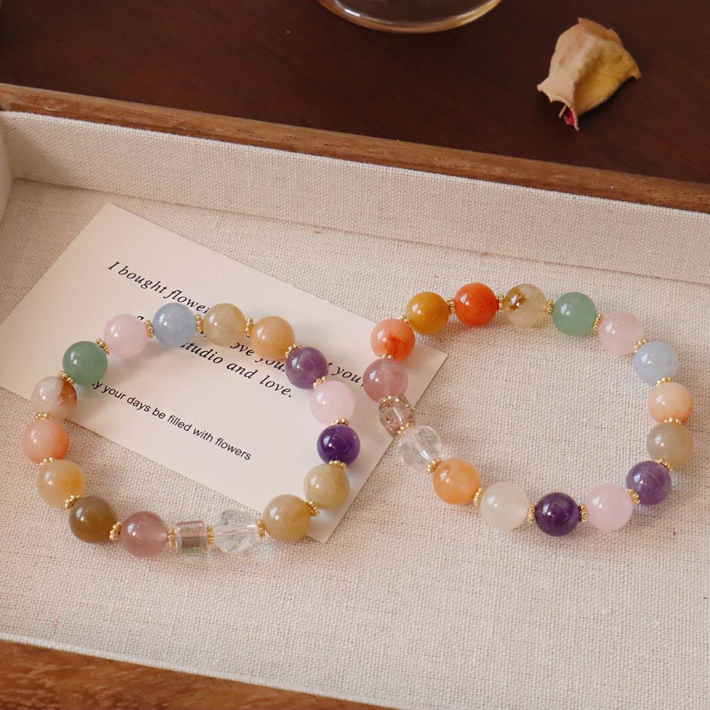 Natural Crystal Multicolor Beaded Bracelet for Women