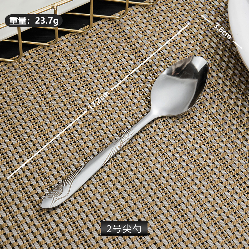 Besteck-Set aus Edelstahl für den Hausgebrauch, hochwertiger Rührlöffel, kreativer Kindereßlöffel, Teelöffel, Gabel. - 7