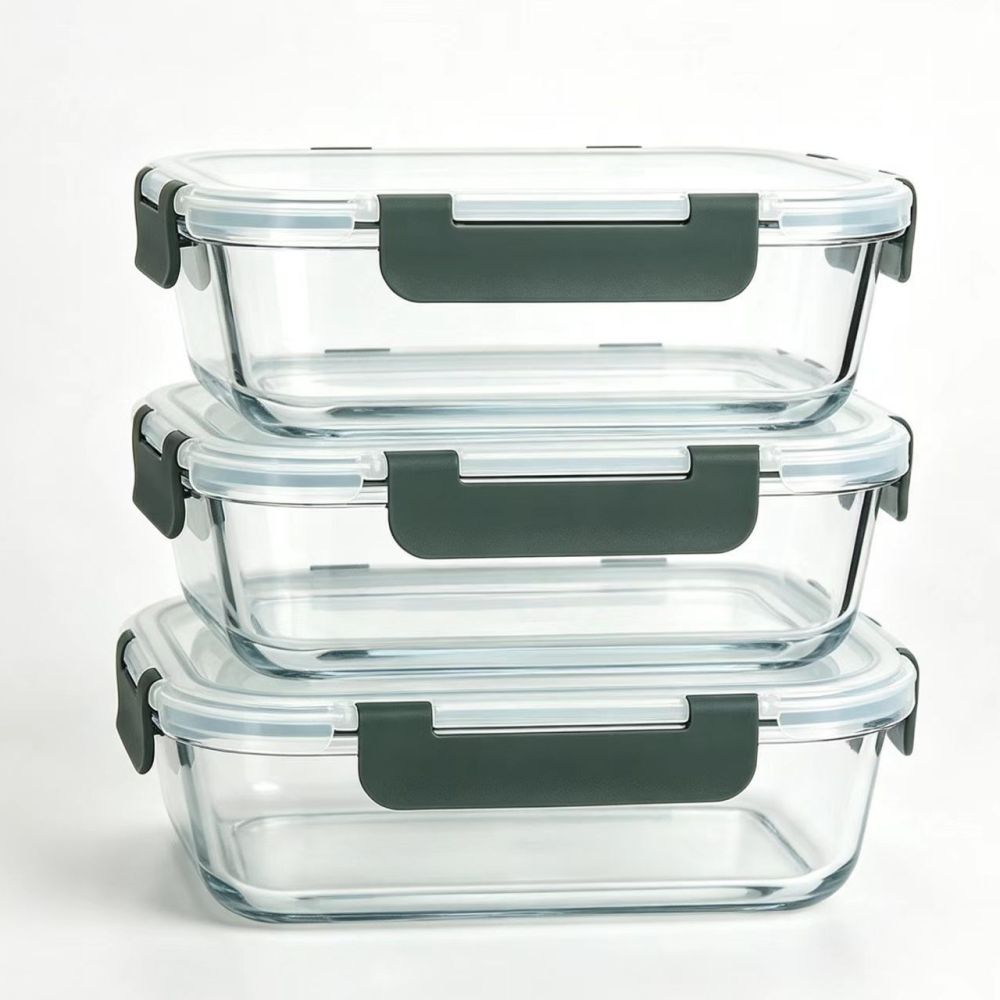 Cross-border heat-resistant transparent food storage container, food-grade lunch box, rectangular high borosilicate glass lunch box, Amazon. - 8