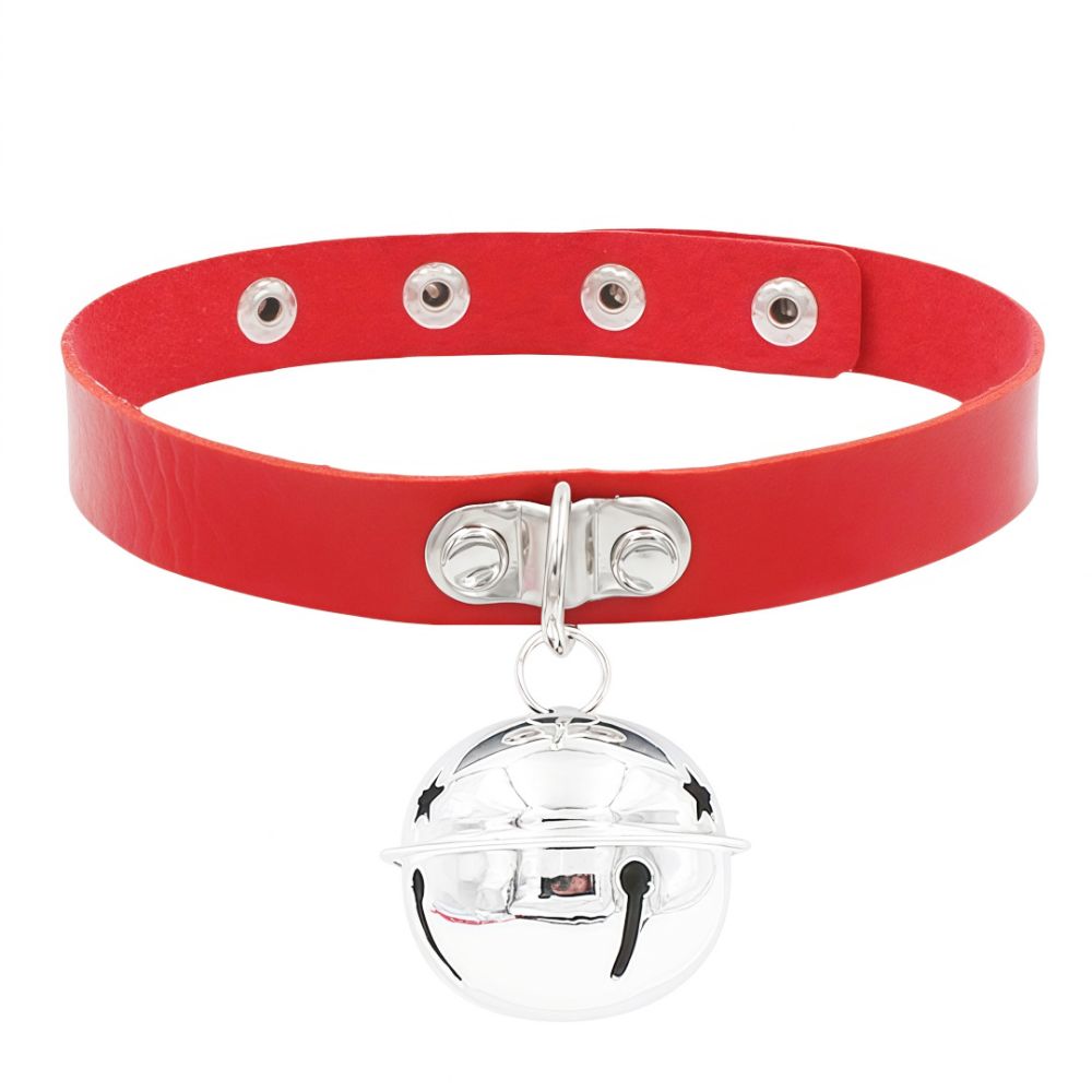 PU Leather Short Necklace, Bell Pendant Choker