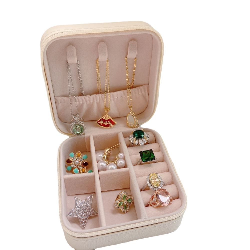 Schmuckschatulle Reise-Aufbewahrungsbox tragbar Geschenkbox Ohrstecker Ring Verpackung Schmuckdose Premium-Schmuckkasten Schmuckkästchen Schmuckschatulle - 6