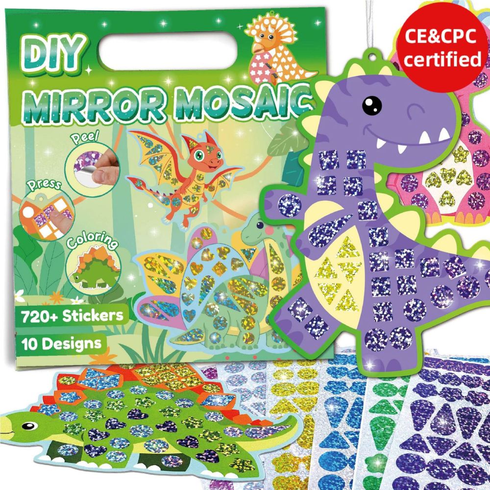 Dinosaur Mosaic Sticker Set, Mirror DIY Early Education Toy
