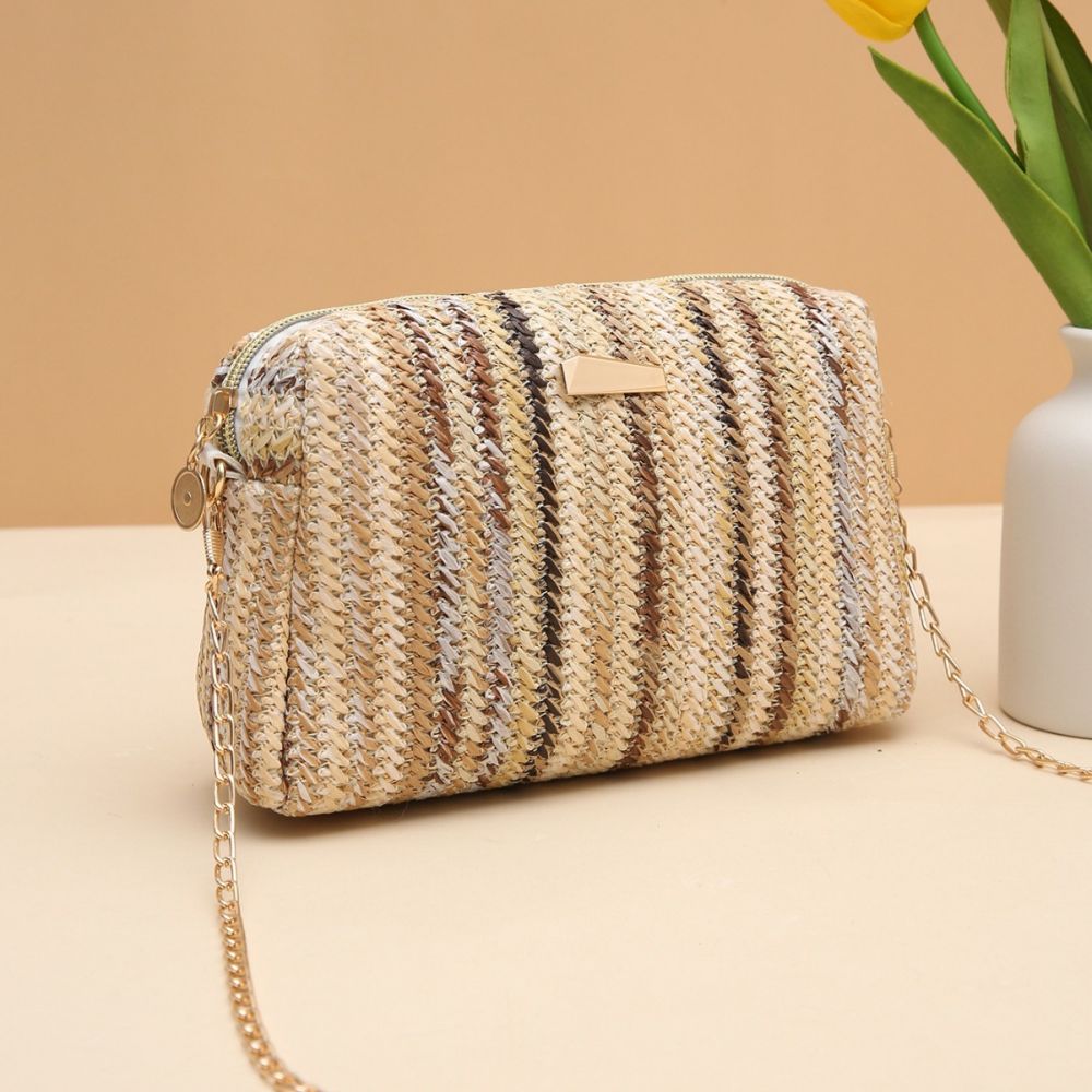 Colorful Straw Bag, Women's Crossbody Bag, Rainbow Design