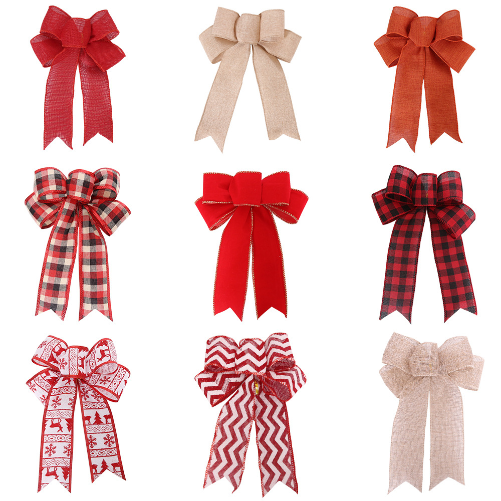 Christmas Small Bow Necklace, DIY Accessory, Linen Material - 1