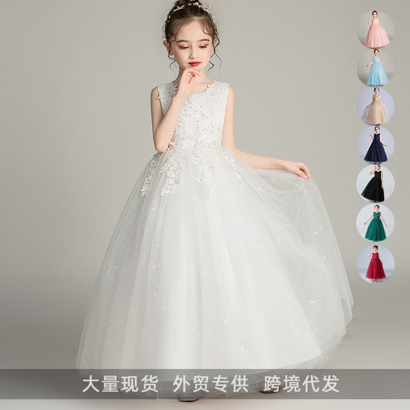 Mädchen-Prinzessinnenkleid aus Tüll, langes Modell, Größe 3-15 Jahre