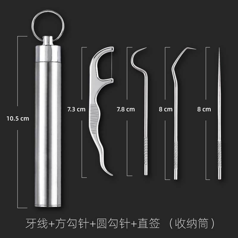 Stainless steel toothpick set for dental care