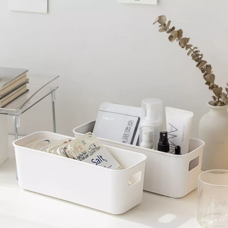Multifunctional storage box, rectangular, kitchen and desktop organizer