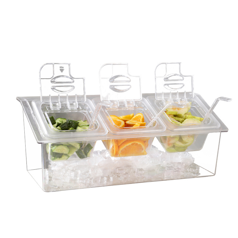 Food grade transparent PC portion plate 1/6 jam box milk tea shop special spice box plastic fractional box shelf - 6