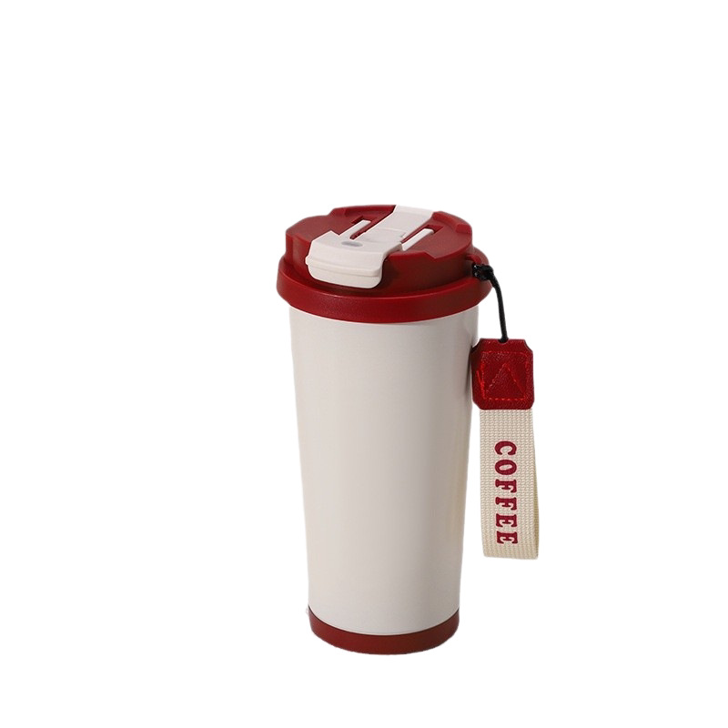 Lily of the Valley Coffee Cup 316 Stainless Steel Insulated Tumbler New Model Ceramic Inner Liner High-End Dual-Use Water Cup with Straw - 6