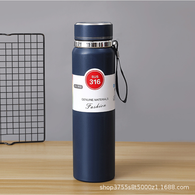 Cross-border Stainless Steel 304 Insulated Tumbler Business Large Capacity Outdoor Portable Shoulder Strap Sports Vacuum Flask Custom Logo Engraving - 8