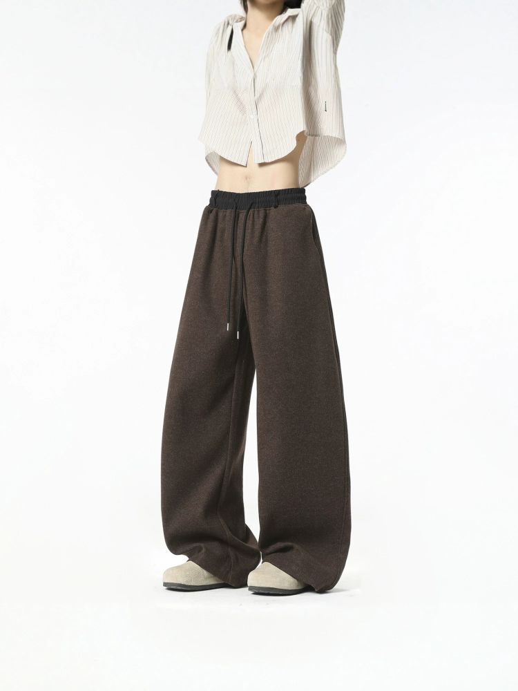 2026 New Autumn Winter Casual Pants Men Sand-Washed Sweatpants Patchwork Solid Color Wide-Leg Pants Saber Pants Hong Kong Style Sports Pants Trendy